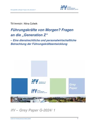 Titelseite: Führungskräfte von Morgen? Fragen an die „Generation Z“ – eine dienstrechliche und personalwirtschaftliche Betrachtung der Führungskräfteentwicklung