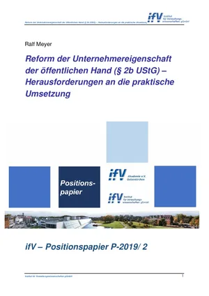 Titelseite: Reform der Unternehmereigenschaft der öffentlichen Hand (§ 2b UStG) – Herausforderungen an die praktische Umsetzung
