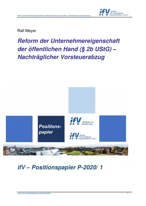 Titelseite: Reform der Unternehmereigenschaft der öffentlichen Hand (§ 2b UStG) – Nachträglicher Vorsteuerabzug