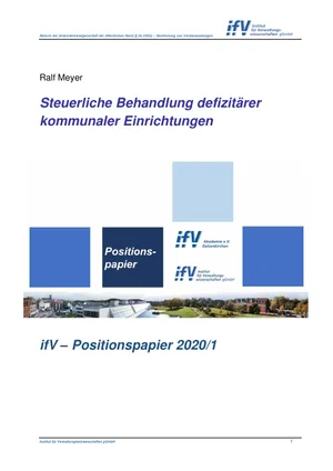Titelseite: Steuerliche Behandlung defizitärer kommunaler Einrichtungen