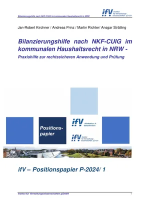 Titelseite: Bilanzierungshilfe nach NKF-CUIG im kommunalen Haushaltsrecht in NRW – Praxishilfe zur rechtssicheren Anwendung und Prüfung