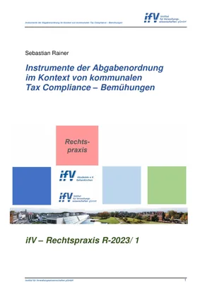 Titelseite: Instrumente der Abgabenordnung im Kontext von kommunalen Tax Compliance – Bemühungen