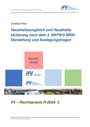 Titelseite: Haushaltsausgleich und Haushaltssicherung nach dem 3. NKFWG NRW: Darstellung und Auslegungsfragen
